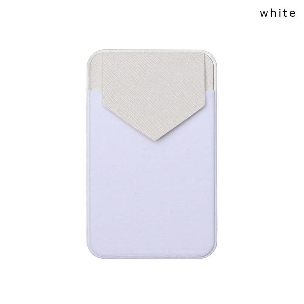 Съемный универсальный чехол, тонкий карман, лайкра, искусственная кожа, задний держатель для карт, клейкая наклейка, карман для мобильного телефона - Цвет: Белый