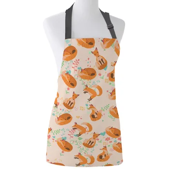 

Tophome Kitchen Apron Cartoon Animal Fox Printed Adjustable Sleeveless Canvas Aprons for Men Women Kids Home Cleaning Tools