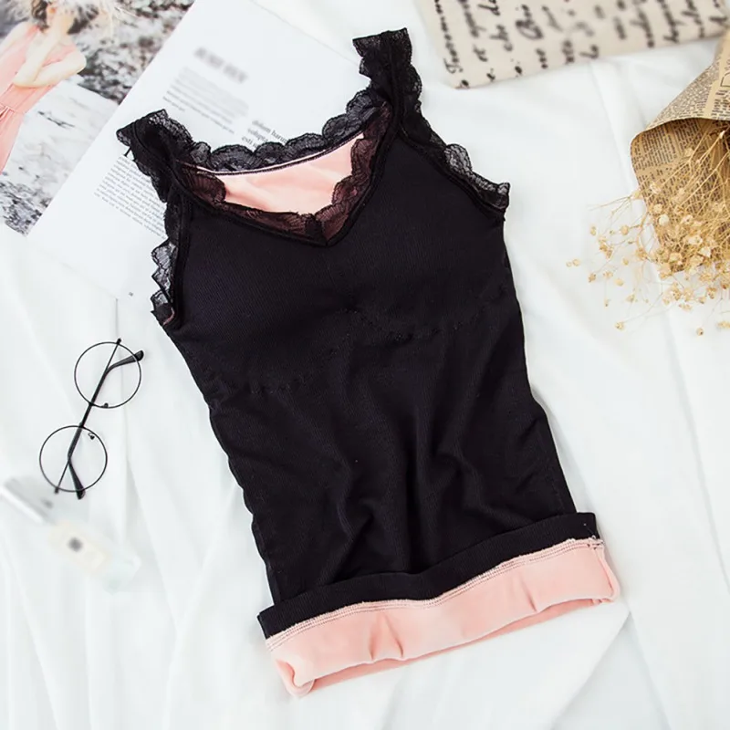 

Winter Lingerie Camisole Sexy Lace Spagetti Strap Top Women Thermal Underwear Warm Tops