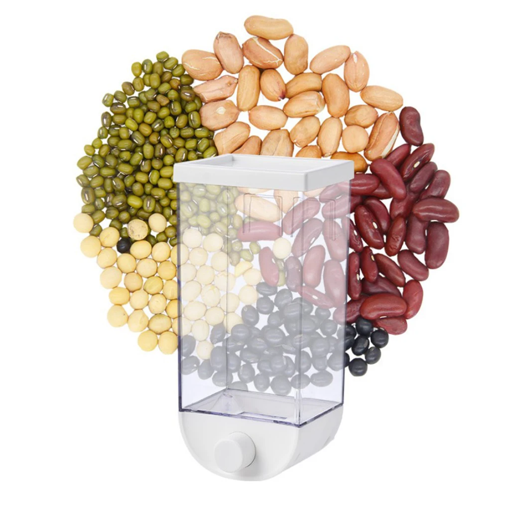 Wall mounted Dry Food Storage Container Dispenser for Nuts, Cereal, Grain, Beans