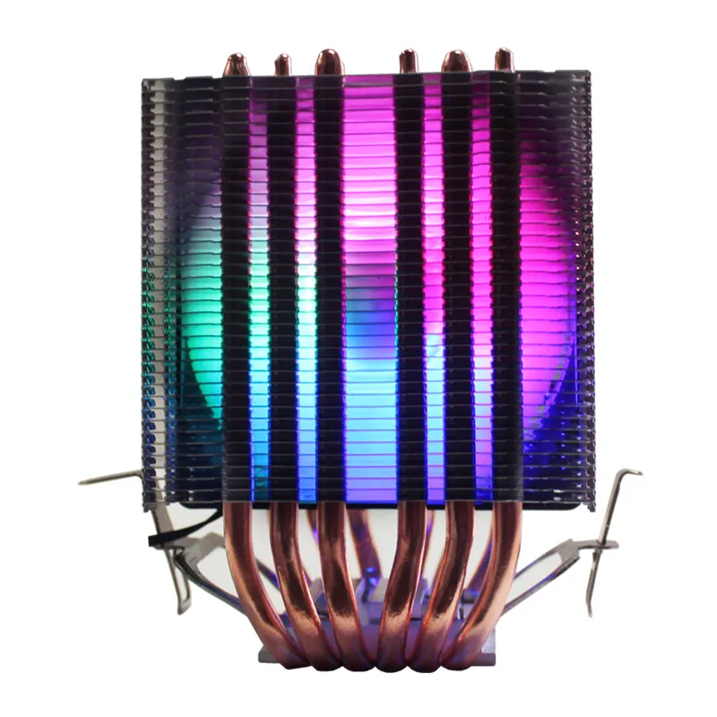 3/4PIN RGB светодиодный Процессор кулер 6-Heatpipe двойная башня 12V 9 см вентилятор охлаждения радиатора для LGA 1150/1151/1155/1156/775/1366 AMD - Цвет лезвия: 5-colors