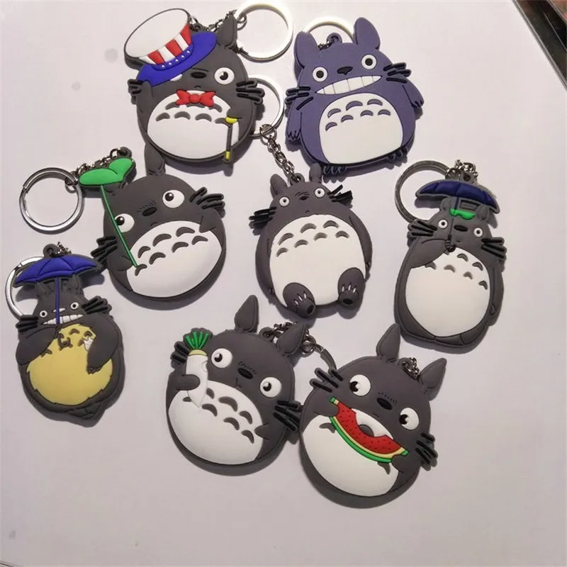 

8 pcs/lot Anime Tonari no Totoro Keychain Miyazaki Hayao My neighbor totoro figure PVC pendant Accessories Double-sided key ring
