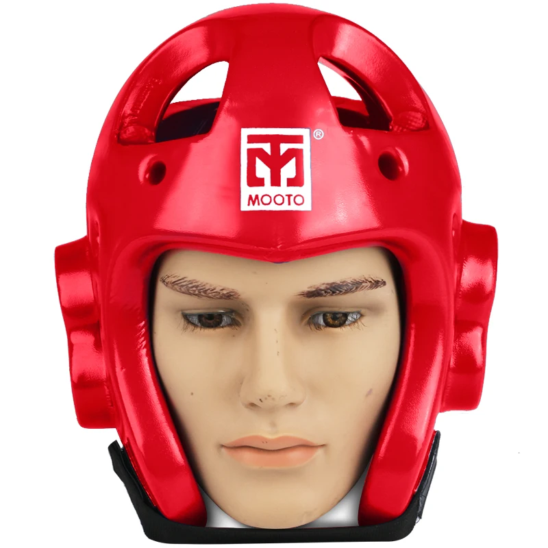 MOOTO шлем для тхэквондо, головной убор для взрослых и детей, защита головы, защитный шлем для кикбоксинга, защита головы WTF, одобренные шлемы для карате красного цвета