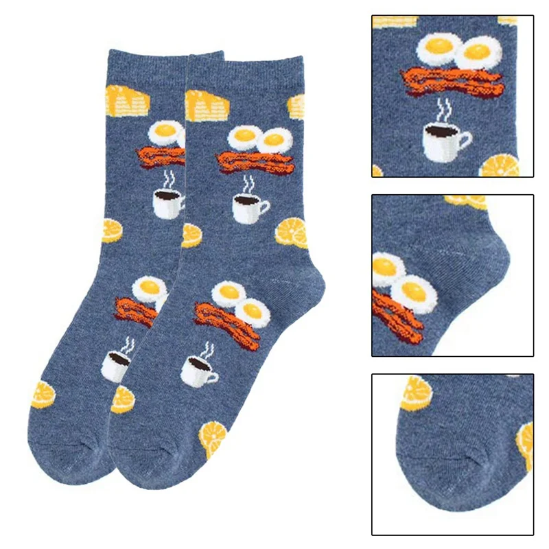 Женские носки в японском стиле Харадзюку с изображением пончика кофейного Ежика; милые женские забавные носки с героями мультфильмов