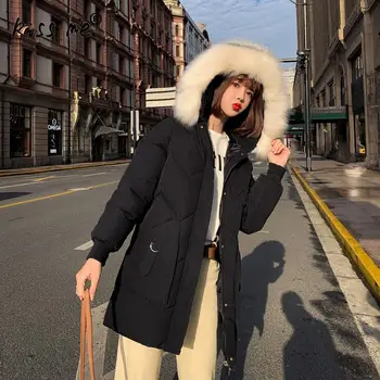 

Thermal Hooded Coat Winter Camping Hiking Jacket Mid-Long Solid Coat Women Windproof Casual Loose Style Outdoor Coat