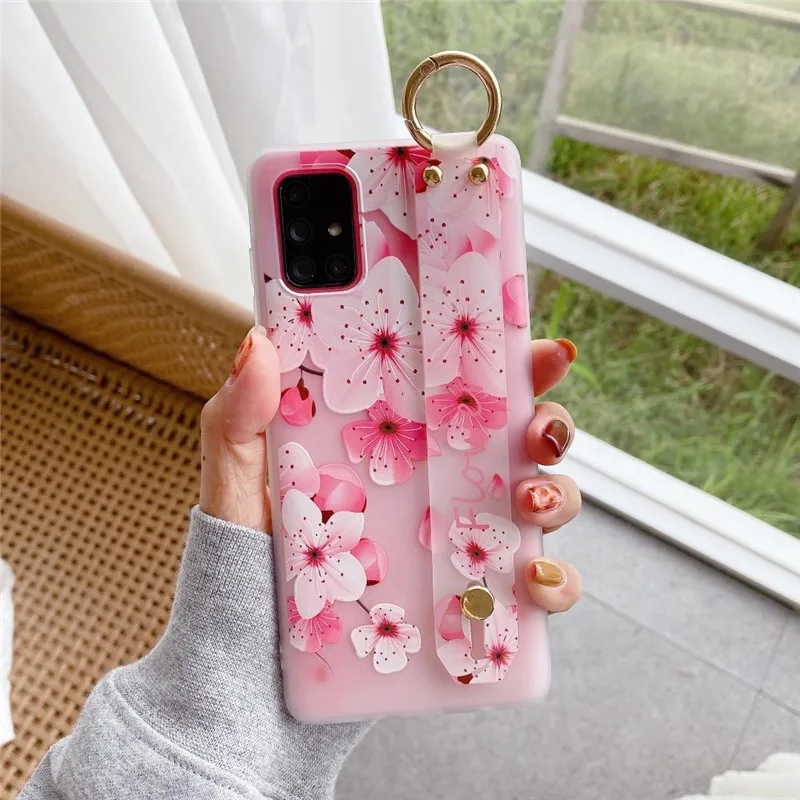 3D silicone flower hand band case on for samsung galaxy s20 FE fan edition ultra s10 lite s10e s9 s8 plus wrist strap soft | Мобильные