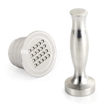 

2pcs Reusable Stainless Steel Brewing Coffee Capsule Cup Tamper Set For Nespresso Machine Accessories Coffeeware