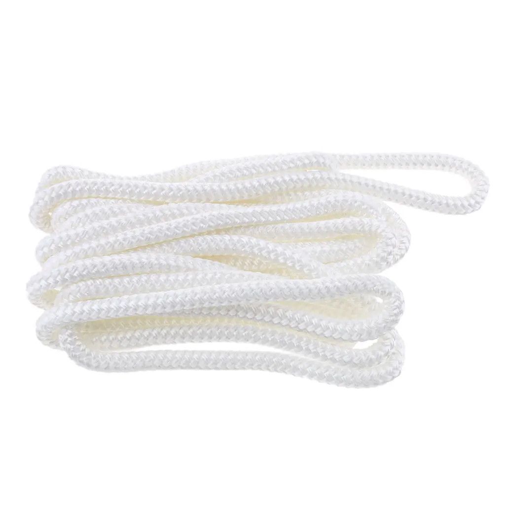 3/8 Inch x 15 Ft White Double Braid Nylon Mooring and Docking Line for Boats