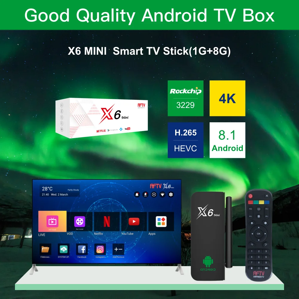 X6 MINI Android TV Stick Dongle RK3229 8 1 Wifi 4K H.265 Smart Mate с собственным APP Store|ТВ-приставки и