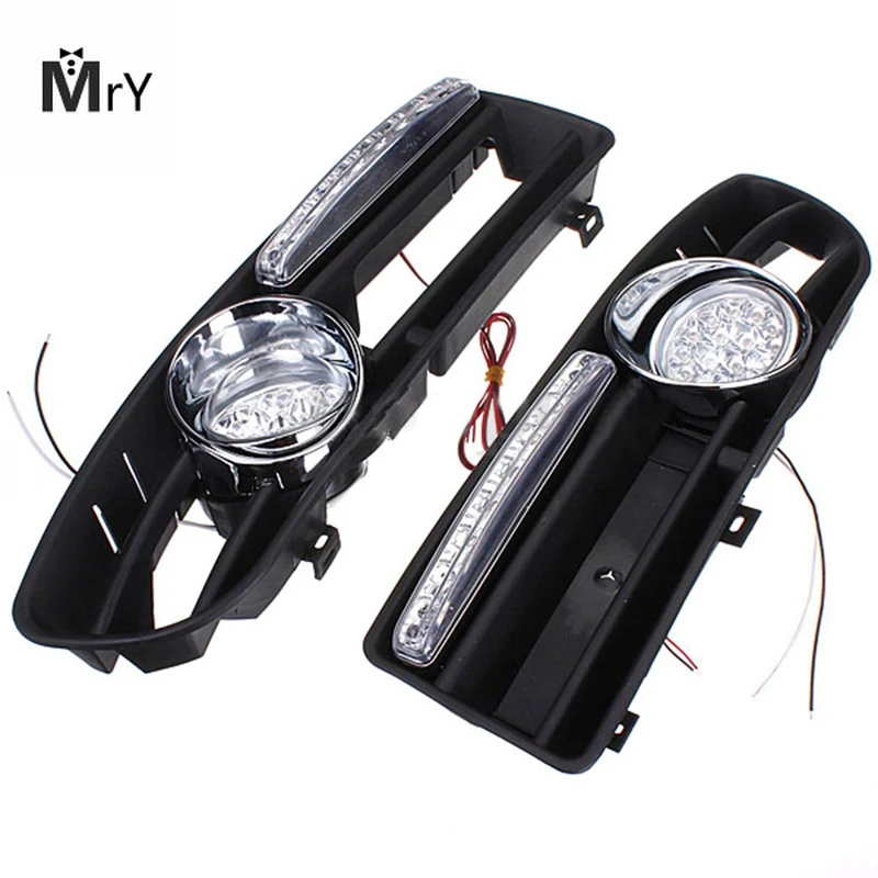 

1 Set 8 Led Daytime Running Lights Fog Lights With Grills Wiring Combo Auto Accessories For Volkswagen Jetta Bora MK4