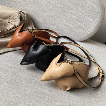 

Creative Women Messenger Bags 2020 Mouse Year New PU Leather Mouse Children Shoulder Crossbody Phone Bags Female Casual Handbags