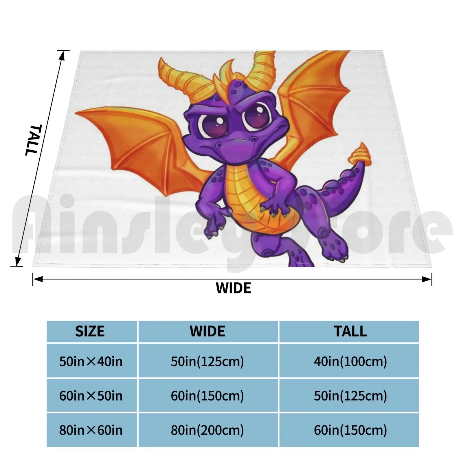 Dragão roxo cobertor moda personalizado spyro roxo dragão jogos de vídeo -  AliExpress