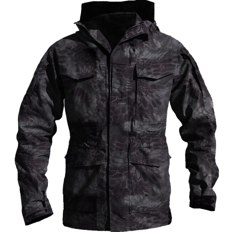 Тактическая флисовая куртка мужская армейская водонепроницаемая одежда мужская Военная камуфляжная куртка теплое флисовое пальто дышащие куртки - Цвет: Black enamel