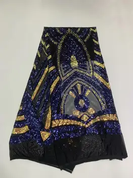 

2020 New Designs African Lace Fabric High Quality Lace Material French Embroidered Tulle Lace Fabric With Sequins YYZ78-03
