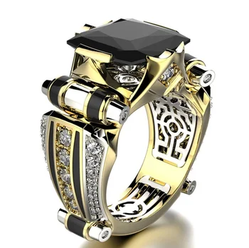 

Classic Gold Crystal Zircon Wedding Rings Colorful Gem Engagement Cocktail Party Women Men's Rings Lover's Gifts Jewelry