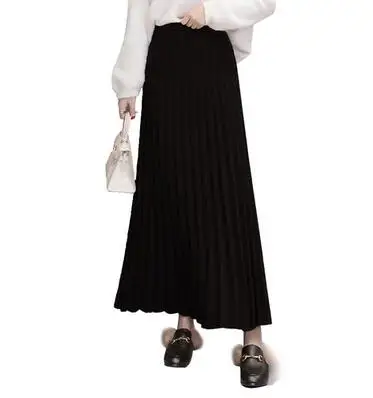 Трикотажная плиссированная юбка осень-зима новая стильная юбка с высокой талией Faldas Largas Elegantes DC533