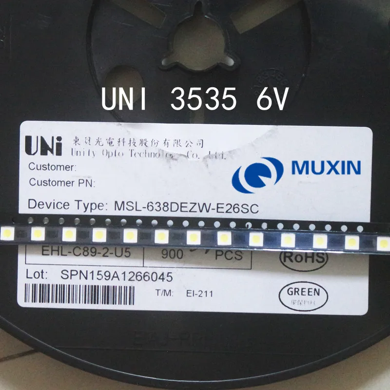 200 шт. для UNI светодиодный ЖК-Телевизор с подсветкой 3535 3537 SMD лампа шарик 1 Вт 6 в 2