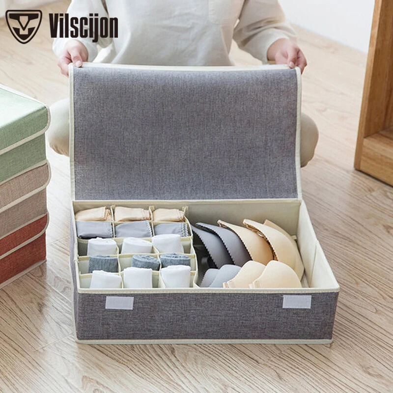 

Clothing Organizer Fabric Cardboard Collection Box Underwear Socks Underwear with Cover Classified 2-in-1 Finishing Box