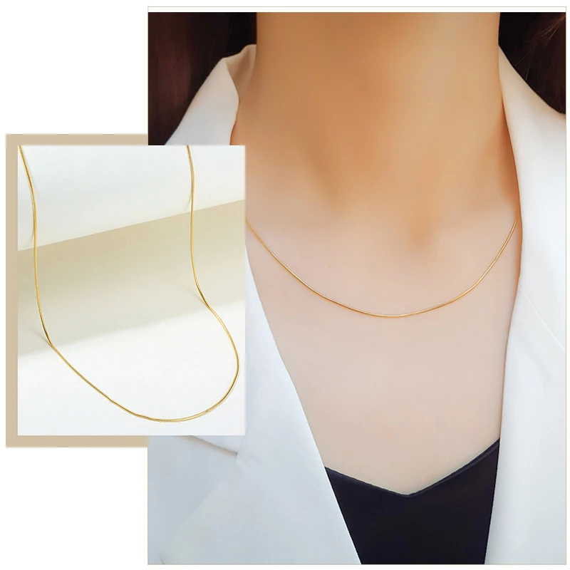 

Women's Thin Gold Color Stainless Steel Snake Chain Choker Necklace Jewelry 18"