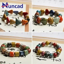 Творческий этнический винтажный браслет для мужчин и женщин Орна для мужчин ts Цветок глазури бусины браслет геометрический Strand браслет