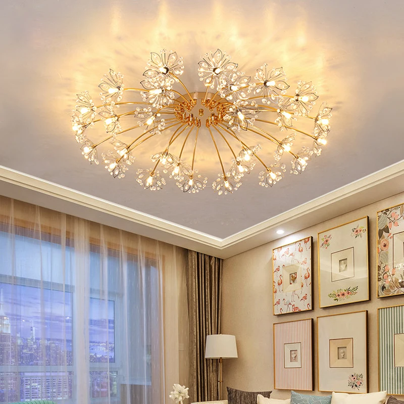 

LED Chandeliers Nordic Semi Flush Mount Ceiling Lamps Modern Luxurious Luster Ceiling Chandelier For Home Decor Lighting Fixture