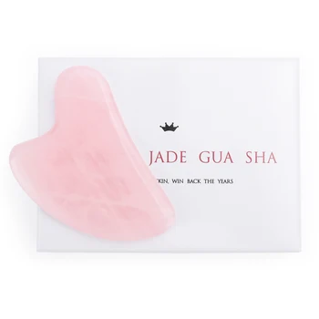 

Rose Quartz Jade Guasha Board with Gift Box Natural Stone Scraper for Face Neck Back Body 1PC Pink/Green/White Face Massager