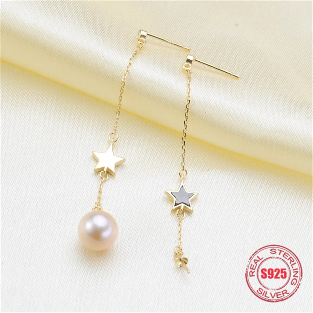 

Stars Style Stud Earrings Pearl Fittings DIY Handmade Craft S925 Sterling Silver Accessory Earrings Findings