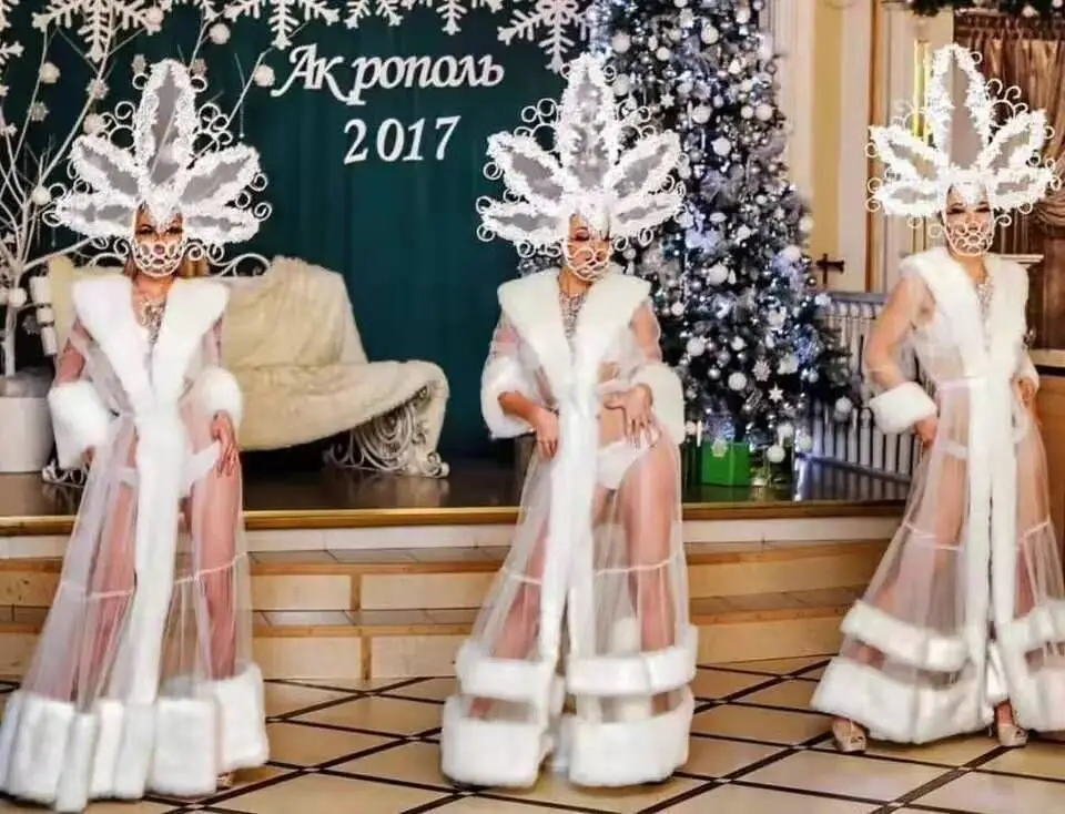 Новинка белая меховая шаль атмосферная кружевная маска головной убор Рождество