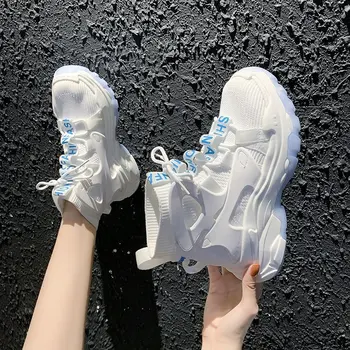 

2020 Running Shoes for Women Platform Sneakers Knit Upper Breathable Sport Shoes Sock Boots Woman Chunky Shoes Zapatos De Hombre