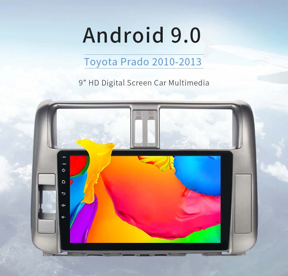 Sale Android 9.0 car autoradio for toyota prado 150 2010 2011 2012 2013 with 9" HD Digital Capacitive Touch Screen Bluetooth 32G ROM 2
