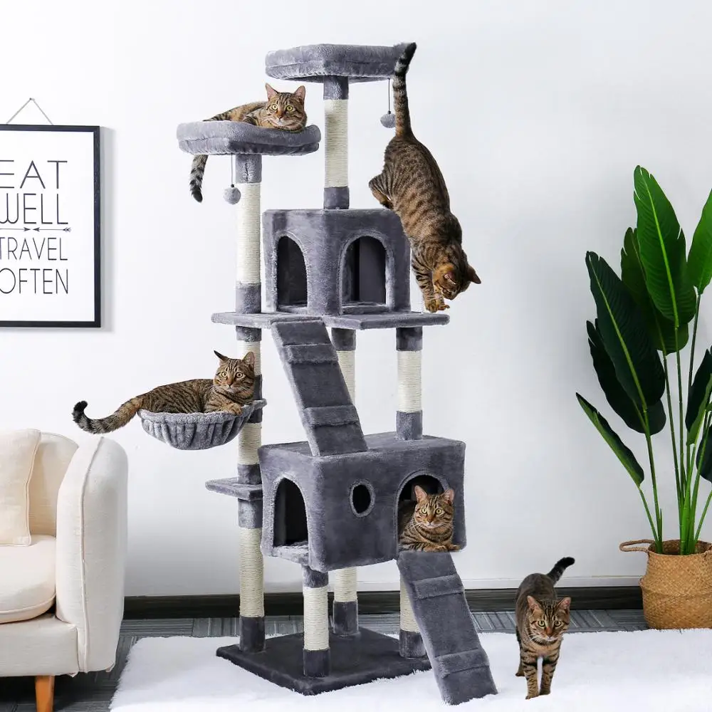 Free Shipping 180CM Multi Level Cat Tree For Cats With Cozy Perches