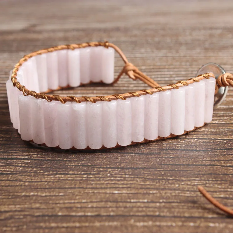 

LanLi natural Jewelry powder crystal stone knit bracelet men and women Giving presents and self use