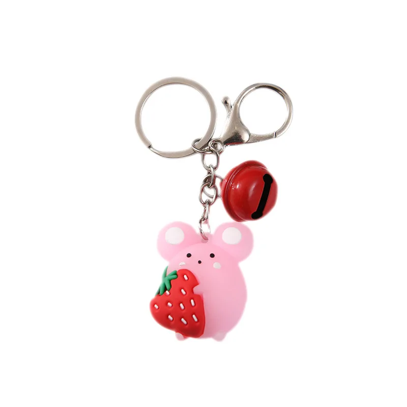 

2020 New cute and greedy mouse bell key chains creative cartoon key chain stereo mouse bag pendant car keys accessories