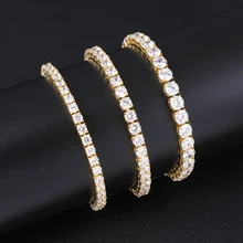 US7 хип хоп 1 ряд Bling Iced Out браслет для мужчин горный хрусталь теннисная цепочка нержавеющая сталь браслеты CZ звено цепи ювелирные изделия