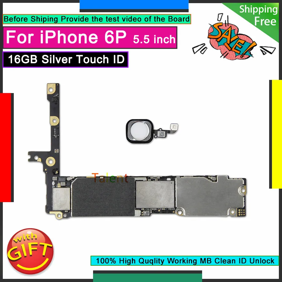 Материнская плата для IPhone 6 P Plus 16 ГБ серебристая сенсорная ID кнопка домой