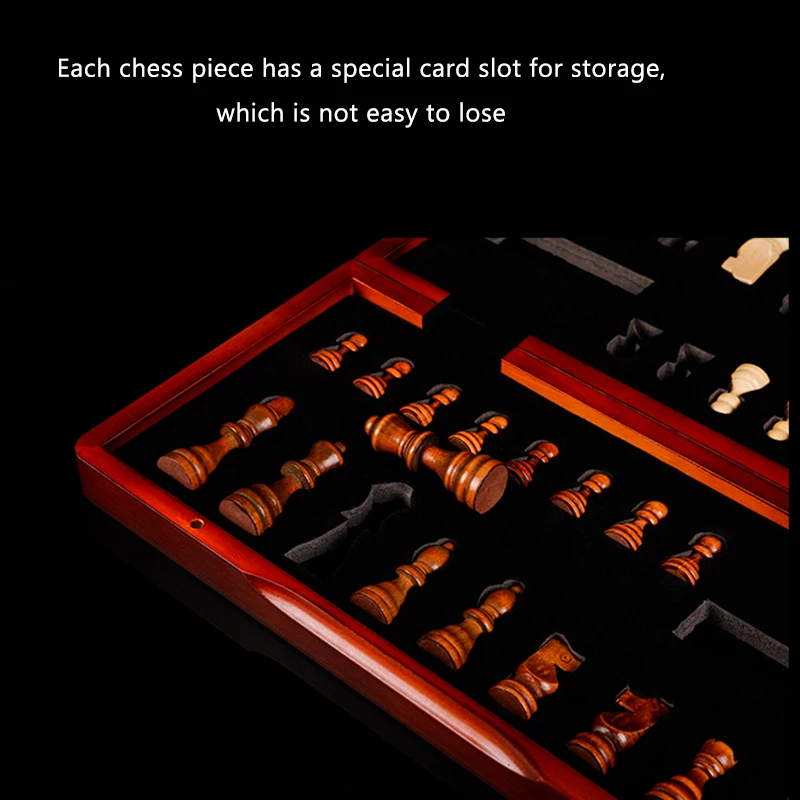 45CM Large Wooden Chess Board Games Luxury Chess Set Solid Wood Folding Chessboard Retro Chess Family Child Adult Board Game - Image 5