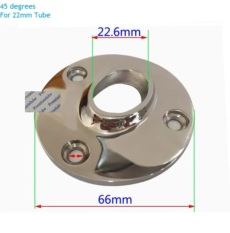 316 фитинги для поручней из нержавеющей стали, соединительный круглый Базовый фланец 22 мм 25 мм 32 мм, трубка для яхты, лодки, корабля, морского оборудования - Цвет: 45degree short 22mm