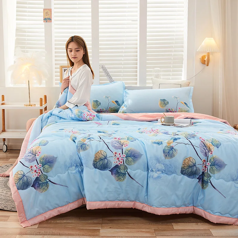 Air Conditioning Quilt Cover Polyester Cartoon Quilts Washable Bed Home Use 140X200cm for Adult summer quilt