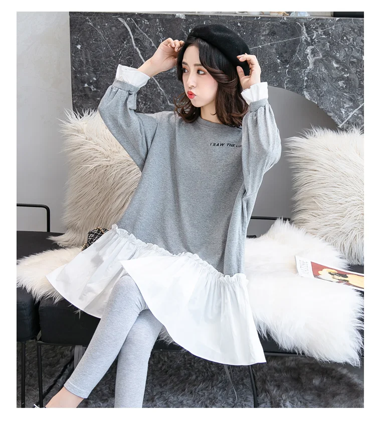 HAYBLST Брендовое женское платье Новинка Весна плюс размер 2XL элегантное Kawaii Vestidos свободное с длинным рукавом корейский Стиль Лоскутная Одежда