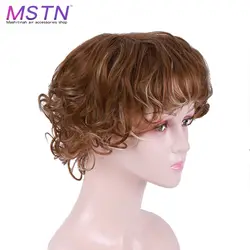 MSTN синтетический волна воды парик с короткими вьющимися волосами эльф прическа парик леди свободные каштановые с завитками головной убор