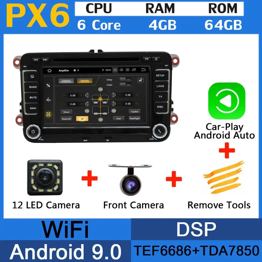 PX6 Восьмиядерный Android 9,0 4 Гб+ 64 Гб USBx5 для VW Caddy Sharan Amarok Scirocco Polo V 6R Multivan T5 Bettle 2 автомобиля радио gps - Цвет: PX6-CarPlay