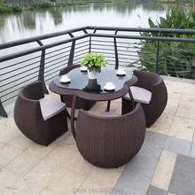 5 pcs Outdoor Patio Furniture Chair Set , metal Frame Dining table Set for garden all-weather ,rattan wicker dining set