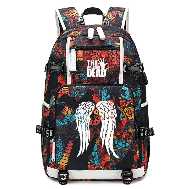 Walking Dead Printing Casual Zipper 18 Inch Student Schoolbag Men/Women Large Capacity Bags Teenager's Outdoor Travel Backpacks - Цвет: 803-ff-1122-1(1)