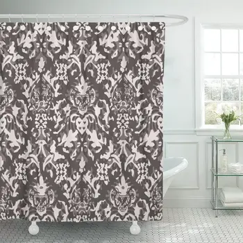 

All Distressed Damask Pattern Brocade Over Accessory Bunting Graphic Shower Curtain Waterproof Polyester Fabric 60 x 72 Inches