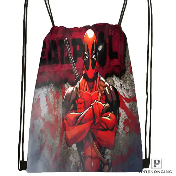 Drawstring Backpack Custom Marvell_ deadpool_movie-походная сумка на шнурке, милый рюкзак для детей(черная спинка) 31x40 см#2018612-02-11 - Цвет: Drawstring Backpack