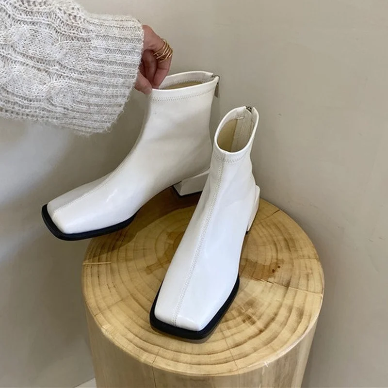 Chelsea Boots Mid Heels Women Shoes 2021 New Winter Designer Cozy Dress Snow Pumps Fashion Casual Ankle Warm Goth Mujer | Обувь