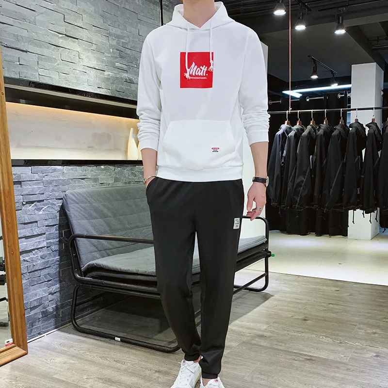 

Spring And Autumn Hoodie Korean-style Loose-Fit Long Sleeve Hooded Students Thin Sports Set Trend