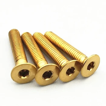 

Titanium Bolts for Bicycle Model Screws M3 M4 5 6 8 10 12 16 20mm Ti Bolt Gold Color Flat Head Hexagon Socket Ti Fastener 4 pcs