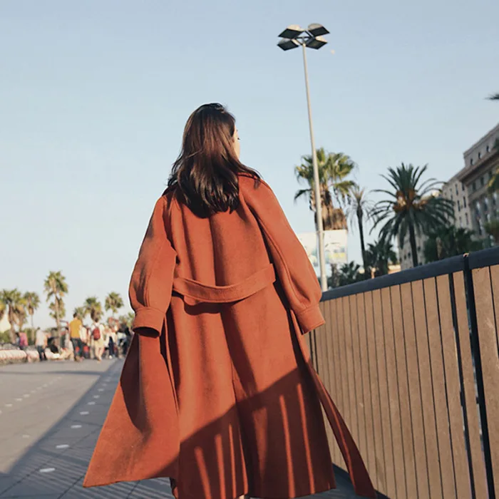Women Lady Long Sleeve Coat Thicken Solid Color for Autumn Winter Beach Party IK88