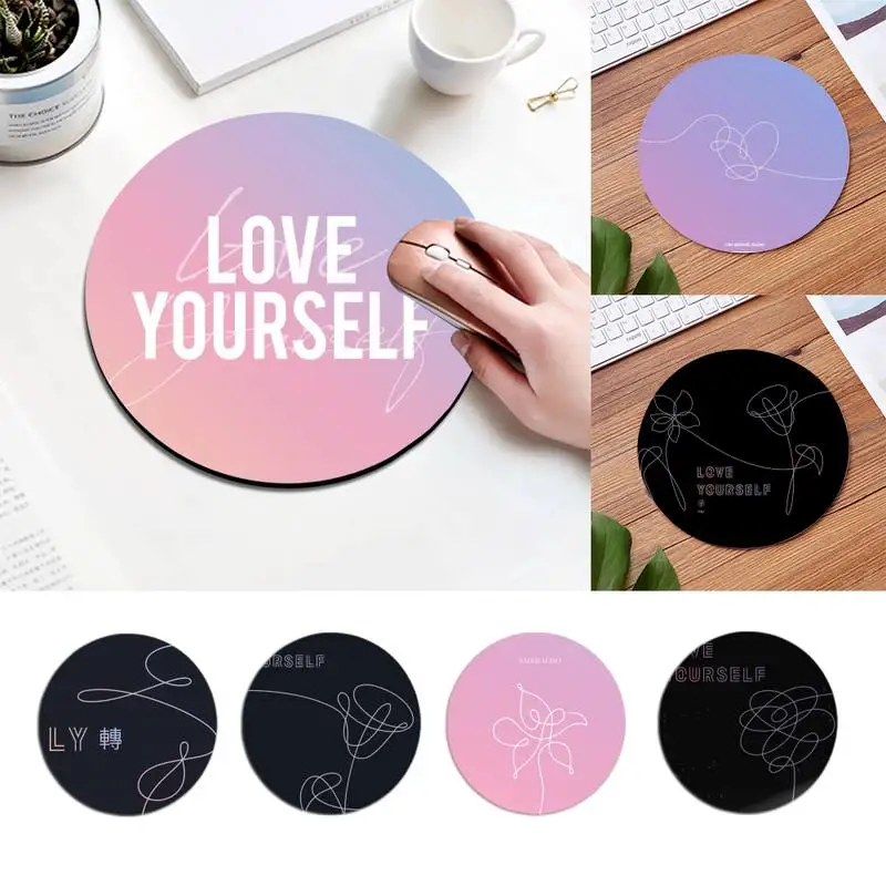 Компьютерный коврик Love yourself Flower kpop для мышки в стиле аниме Удобный круглый мыши